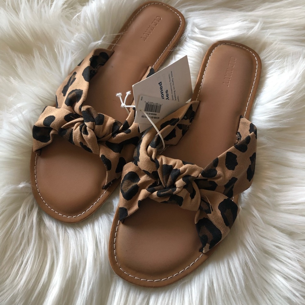 NWT Leopard Knotted Slides Old Navy Size 10 - Picture 3 of 3